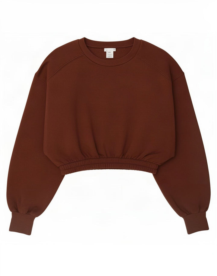 Zara Womens Crop Sweatshirt Jumper UK 10 Petit Marron
