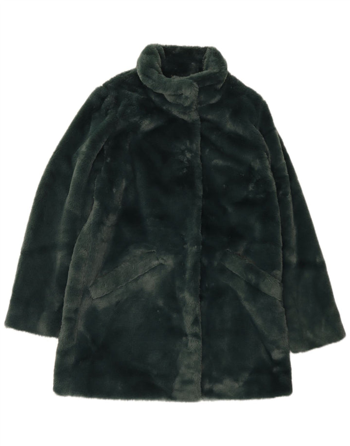 Fat Face Manteau surdimensionné en fausse fourrure pour femme UK 10 Petit vert Polyester
