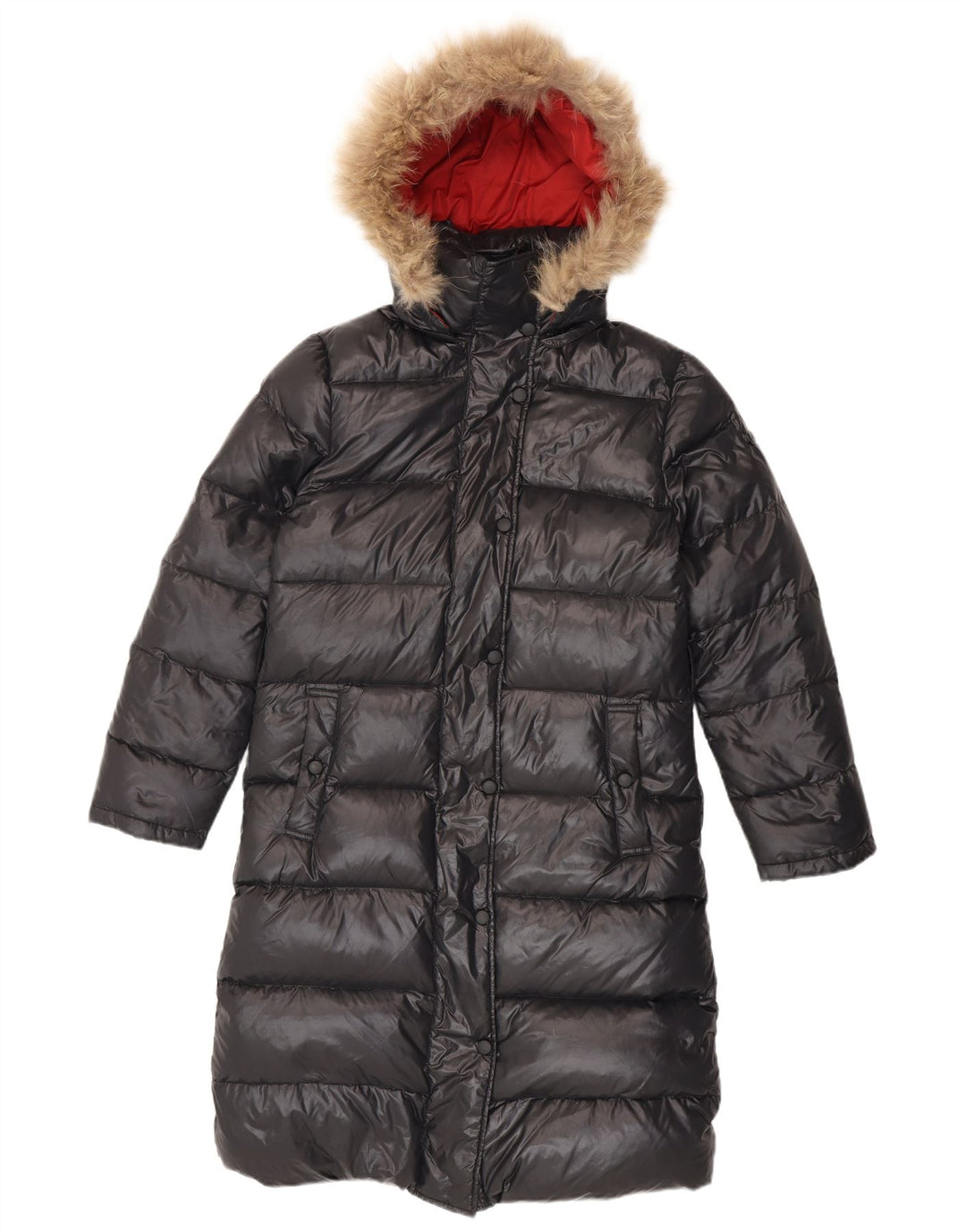 Ellesse Manteau rembourré à capuche pour femme UK 44 Medium Black Nylon