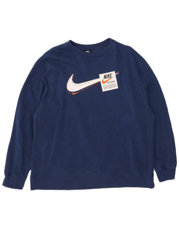 Nike Homme Graphic Sweatshirt Jumper XL Bleu Marine Coton
