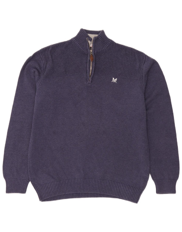 Crew Clothing Pull col zippé pour homme XL en coton bleu marine