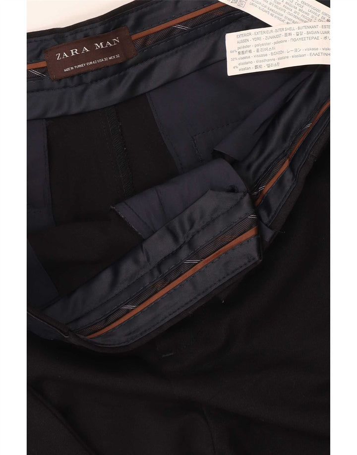 Zara Pantalon court homme EU 42 Large W32 L25 Noir Polyester