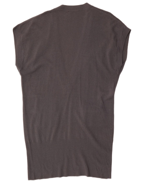 Benetton Robe pull sans manches pour femme UK 46 Large Gris Laine d'agneau