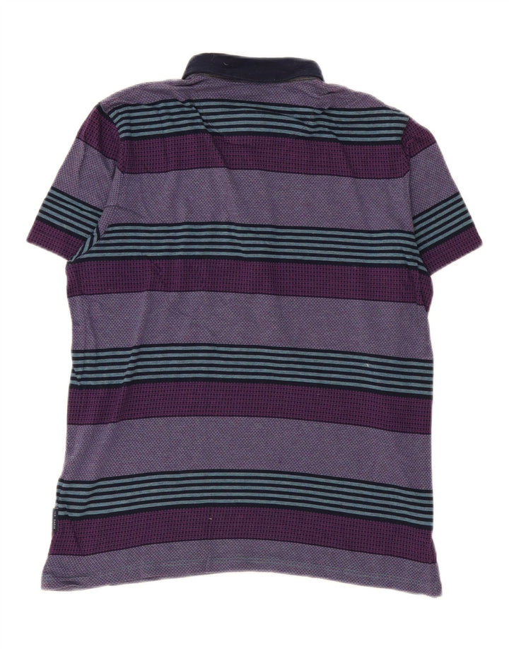 Ted Baker Polo Homme Taille 3 Coton Rayé Violet Moyen