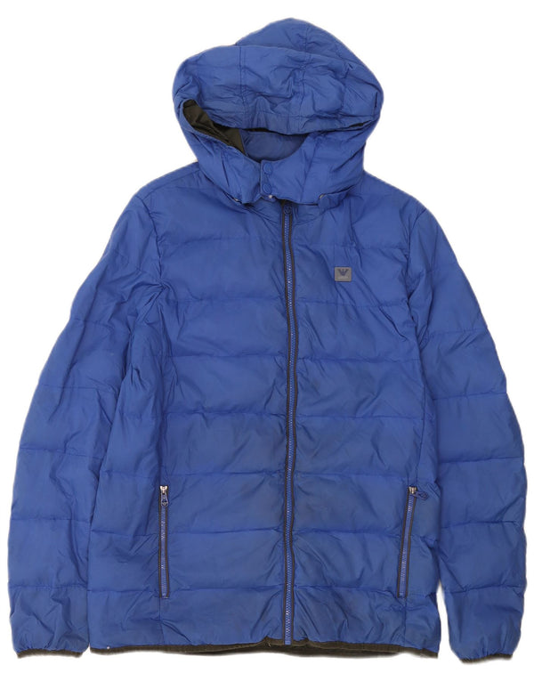 Armani Junior Veste matelassée à capuche Garçon 15-16 ans Bleu Polyamide