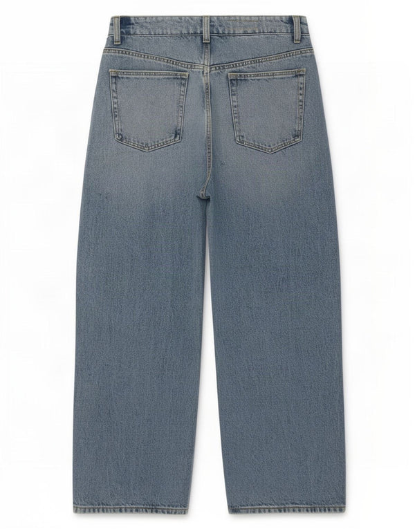Zara Jean court taille haute pour femme EU 38 Small W28 L25 Bleu Coton