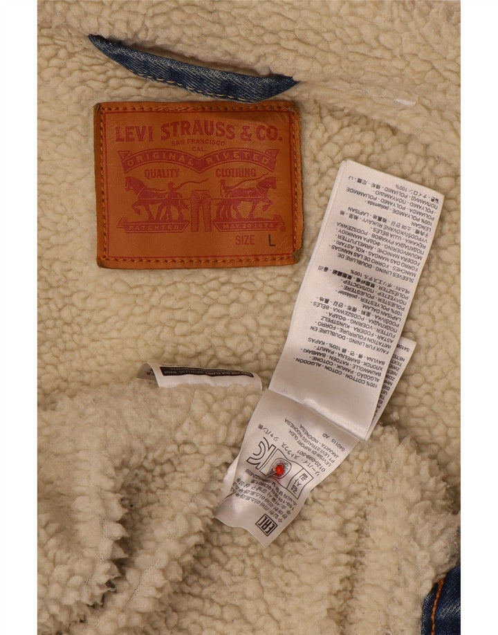 Levi's Veste Sherpa en jean pour homme UK 40 Large Bleu Coton