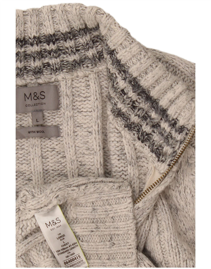Marks & Spencer Pull col zippé pour homme en acrylique moucheté grand gris