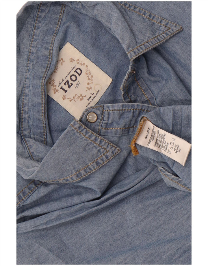 Izod Chemise en jean pour femme UK 16 Large Bleu Coton