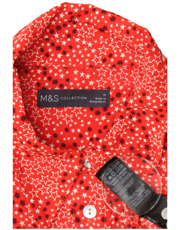 MARKS & SPENCER Chemise Femme UK 46 Grand Rouge Géométrique Polyester