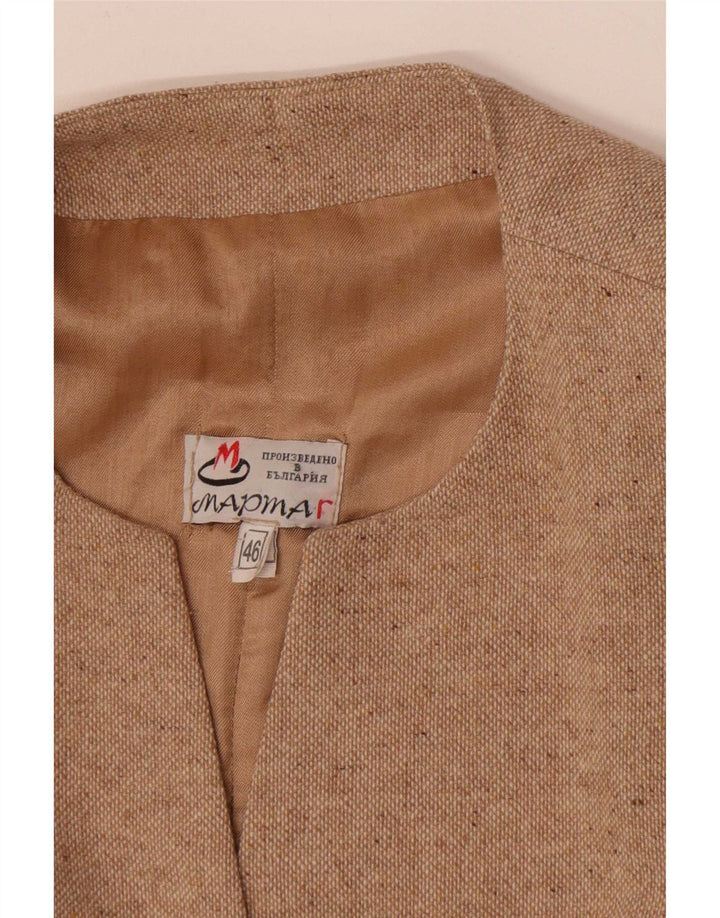 vintage Femme 4 Bouton Blazer Veste IT 46 Grand Beige Moucheté