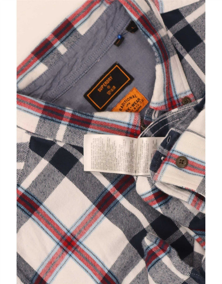 Superdry Chemise en flanelle pour homme en coton à carreaux bleu marine grand