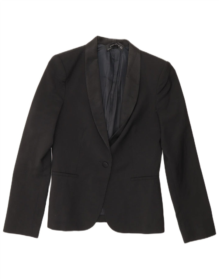 Zara Veste Blazer 1 Bouton Femme UK 10 Petit Noir