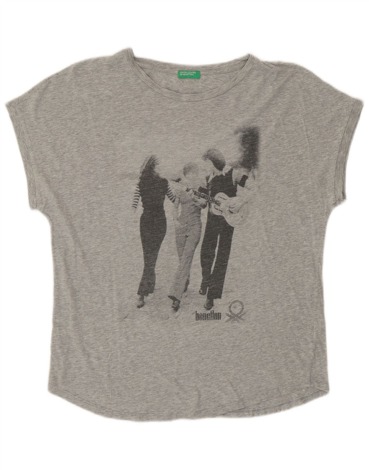 UNITED COLORS OF BENETTON T-shirt graphique pour femme UK 14 Gris moyen