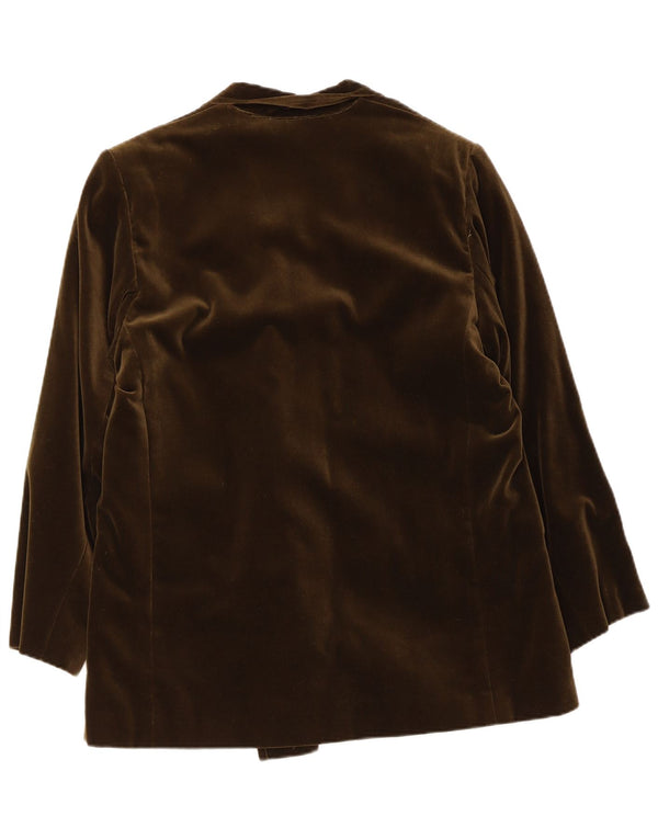 vintage Femme Double Breasted Velvet Blazer Veste UK 14 Grand Kaki