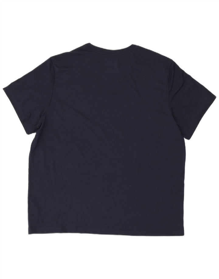 NIKE Mens Dri Fit Graphic T-Shirt Top 2XL Navy Blue Polyester