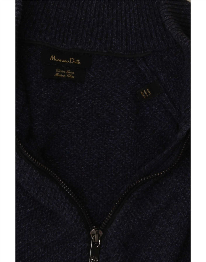 Massimo Dutti Cardigan Homme Pull Large Bleu Marine Coton