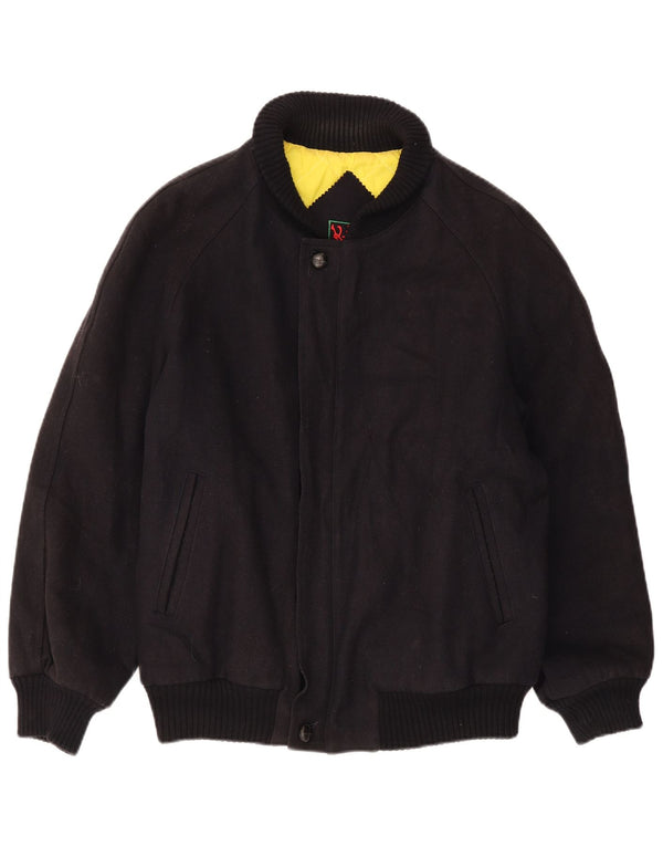 vintage Mens Bomber Coupe-vent Veste IT 52 XL Laine Noire