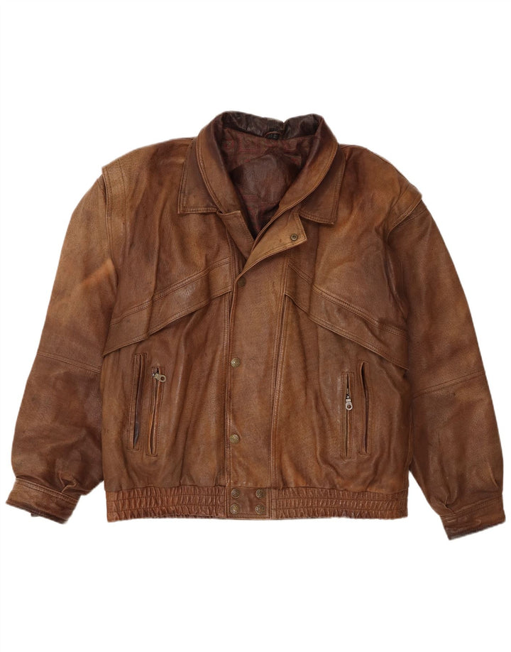 Veste en cuir homme vintage UK 44 2XL Cuir marron