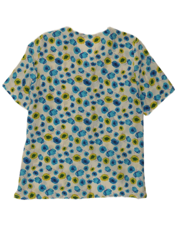 vintage Femme Chemise À Manches Courtes Blouse UK 16 Grand Floral Multicolore
