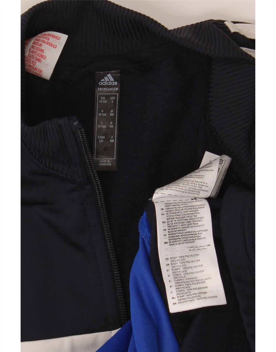 Adidas Veste de Survêtement Garçon 13-14 Ans Bleu Colorblock Polyester