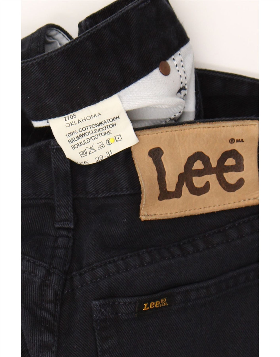 LEE Mens Oklahoma Slim Jeans W29 L31 Navy Blue Cotton Vintage Lee and Second-Hand Lee from Messina Hembry 