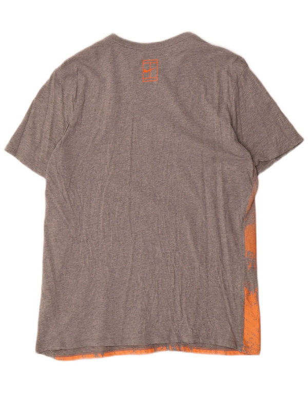 Nike T-shirt graphique coupe athlétique pour homme, grand, en coton color block, gris