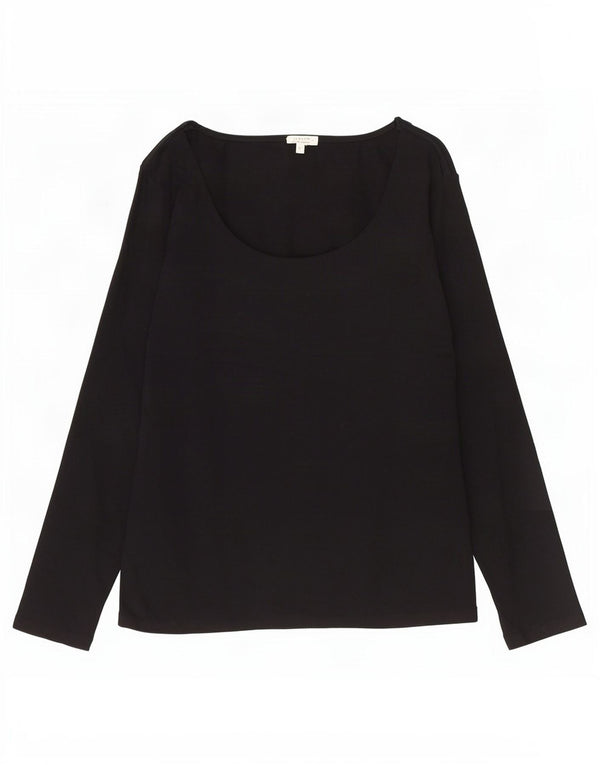 Jigsaw Womens Top Manches Longues UK 10 Small Noir Coton