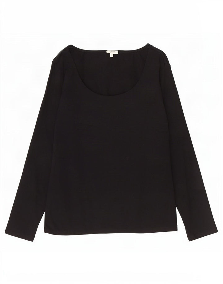Jigsaw Womens Top Manches Longues UK 10 Small Noir Coton