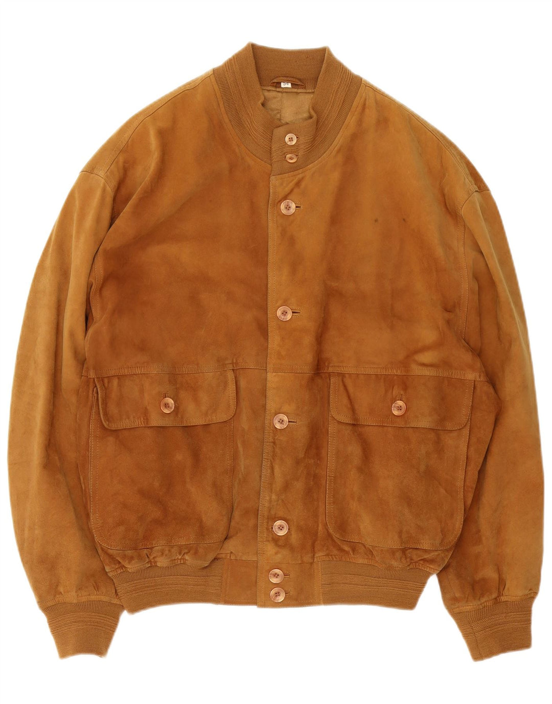 vintage Mens Suede Bomber Jacket IT 54 2XL Cuir Marron