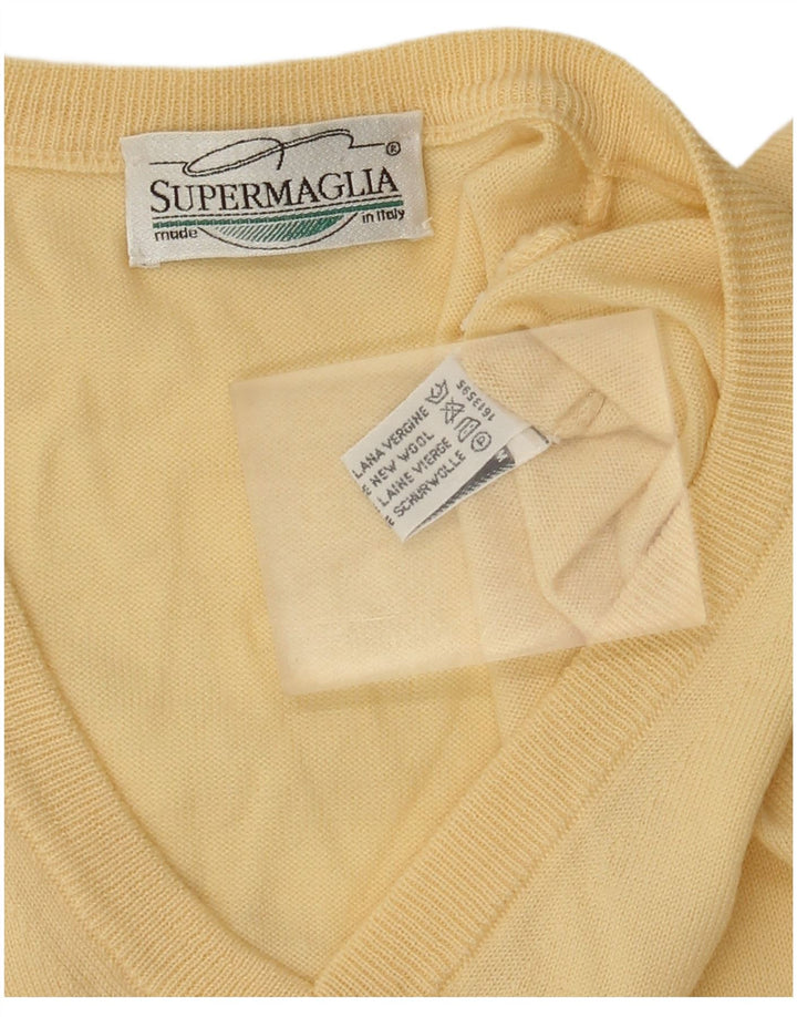 Supermaglia Pull Col V Homme Laine Jaune Moyen
