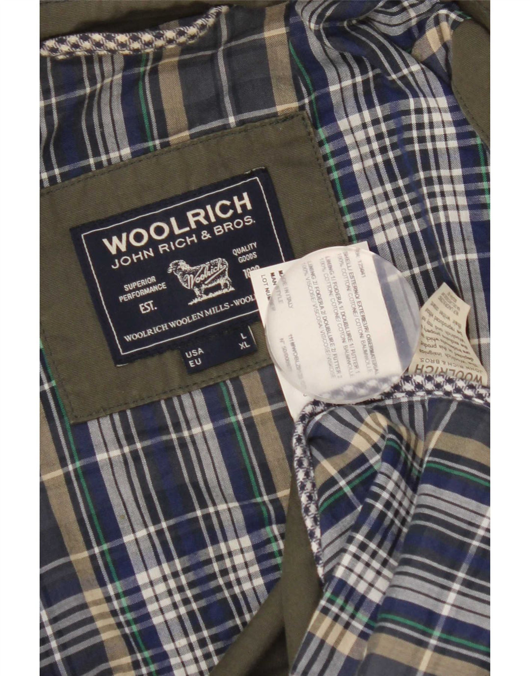 Woolrich Veste utilitaire pour homme UK 40 Large Vert Coton
