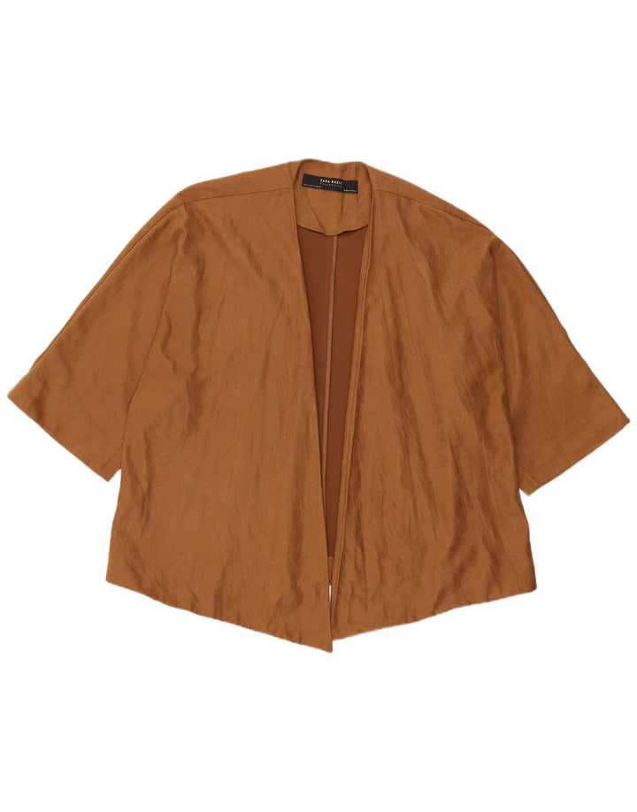 Zara Cardigan à manches 3/4 pour femme UK 14 Marron moyen