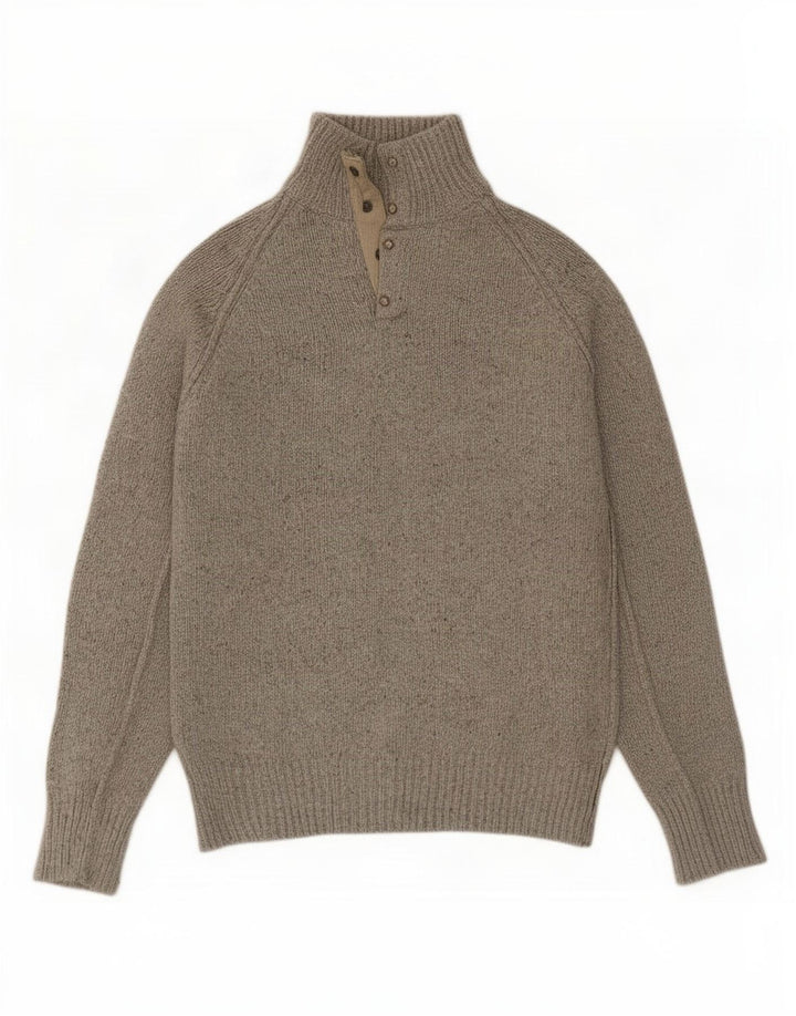 Marks & Spencer Pull à col boutonné pour homme Petit gris chiné en coton