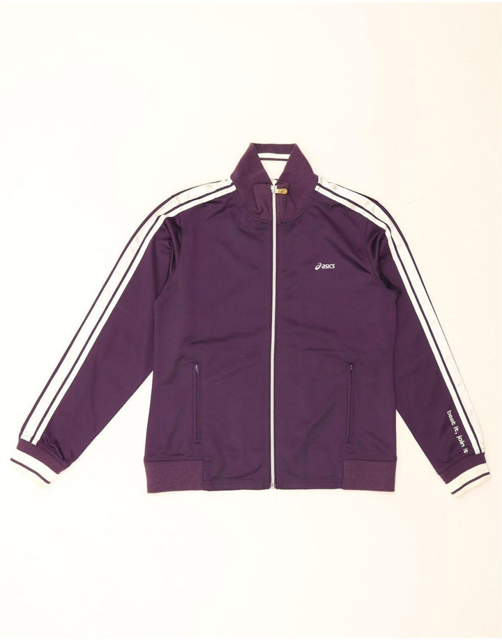 Asics Veste de survêtement pour femme UK 14 Large Violet Colourblock Polyester