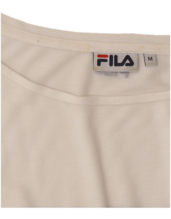 Fila Femme T-Shirt Oversize UK 14 Medium Blanc Rayé