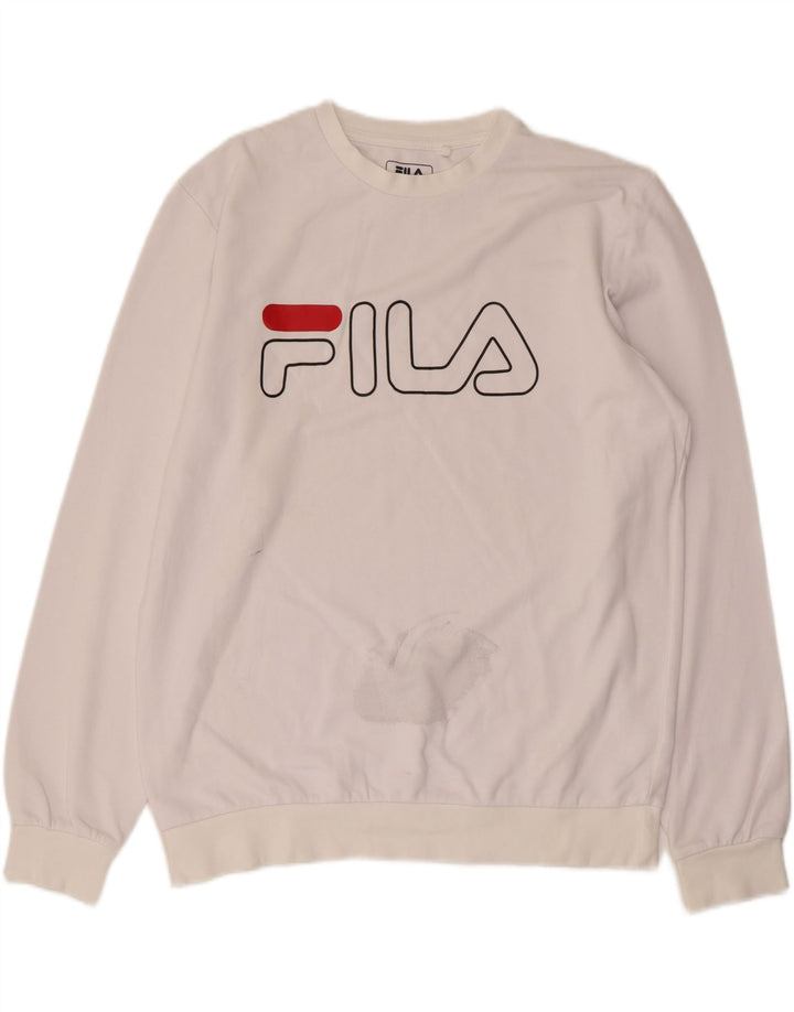 FILA Sweat-shirt graphique pour hommes, grand coton blanc