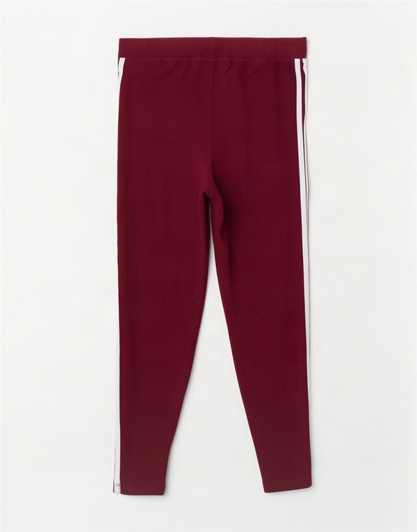 Adidas Leggings Femme UK 16 Grand Coton Bordeaux