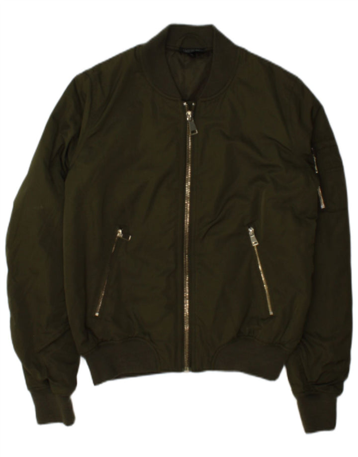 Topshop Veste Bomber Femme UK 8 Petit Kaki Polyester