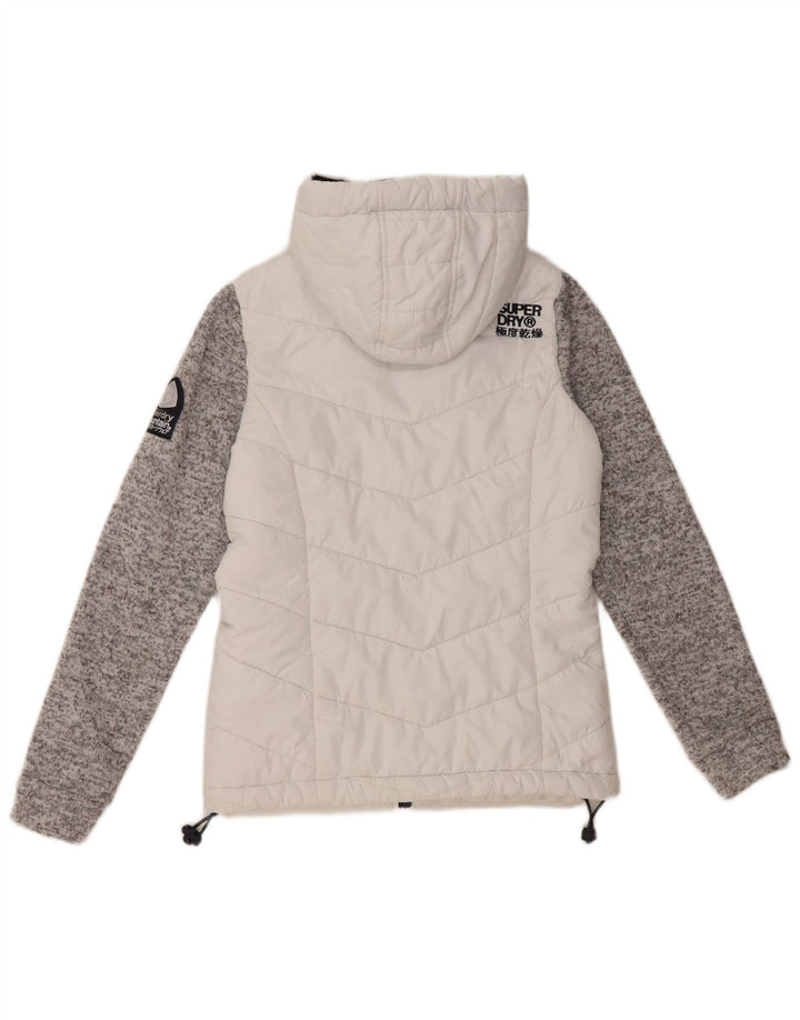 Superdry Veste matelassée à capuche pour femme UK 8 Small Blanc Colourblock