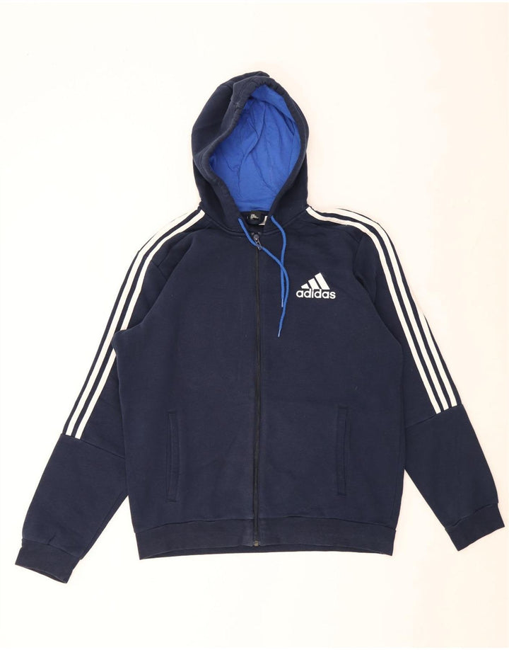 Adidas Pull à capuche zippé pour homme, grand bleu marine