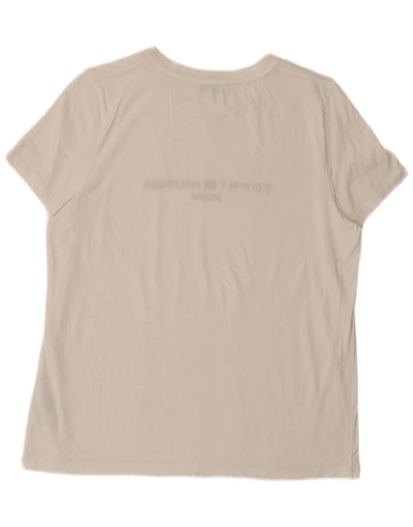 Tommy Hilfiger T-shirt graphique pour femme UK 20 2XL Blanc Coton