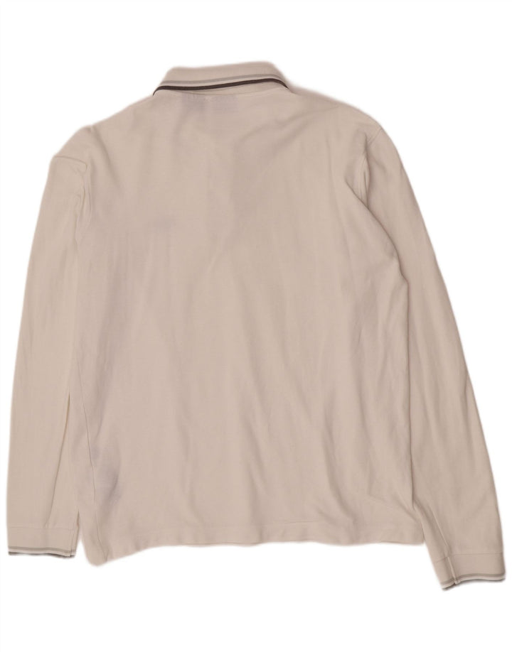 Fila Polo à manches longues homme grand blanc coton