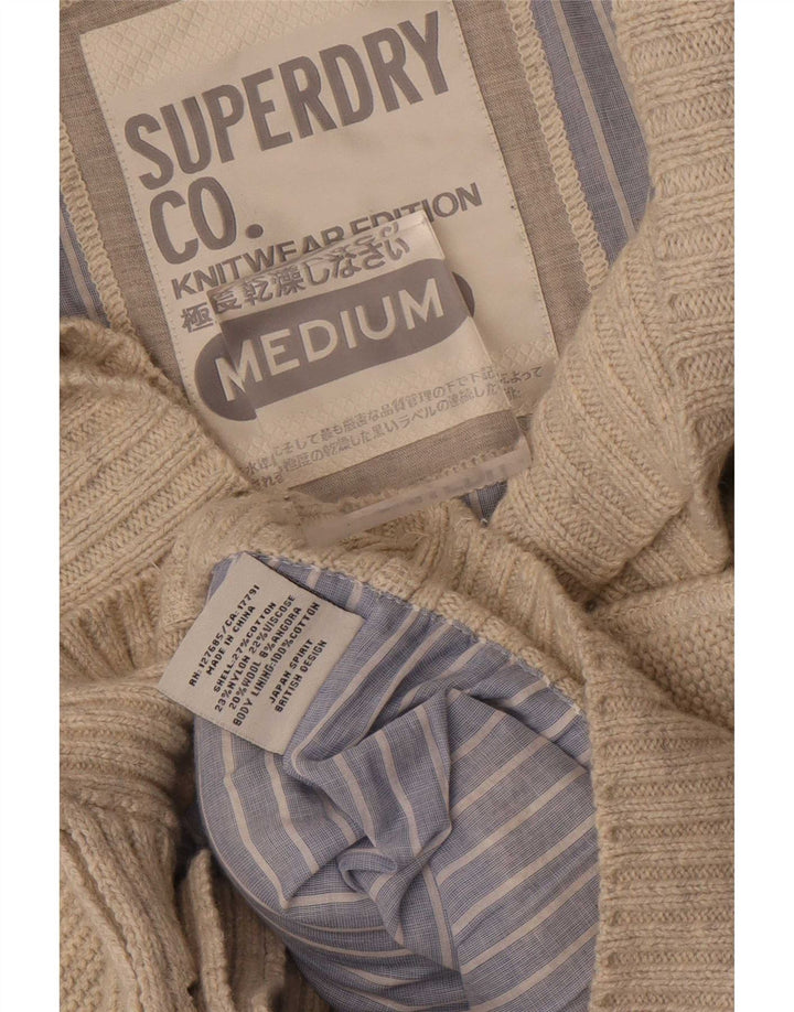 Superdry Homme Cardigan Pull Beige Moyen Coton