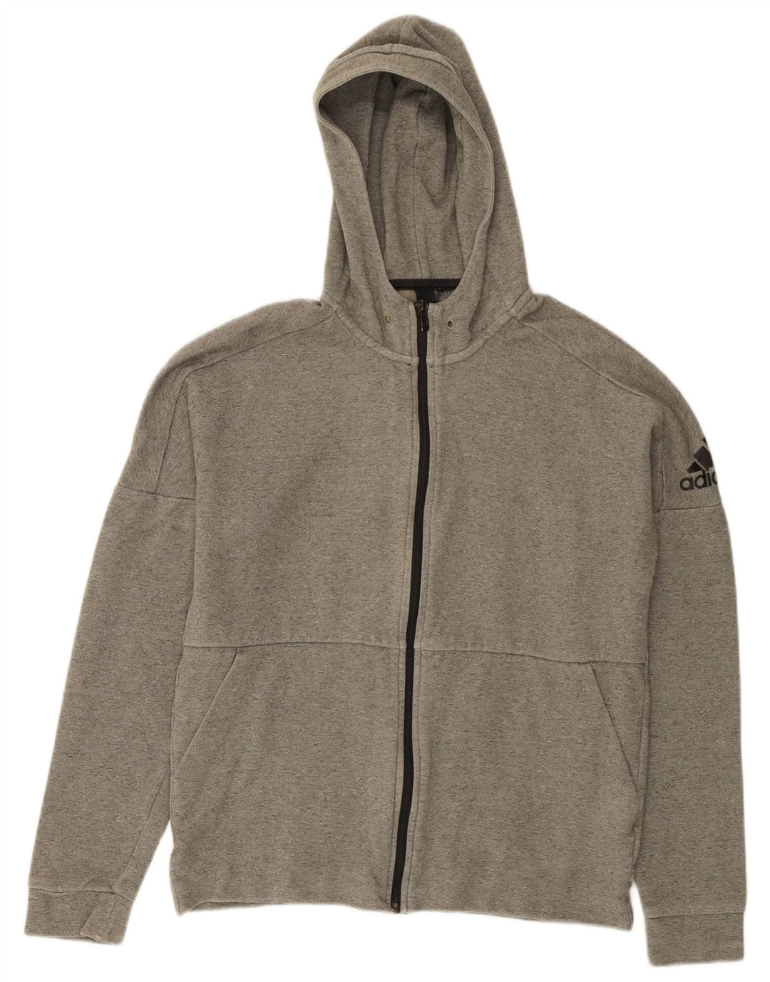 Adidas Pull à capuche zippé pour homme en coton gris moyen