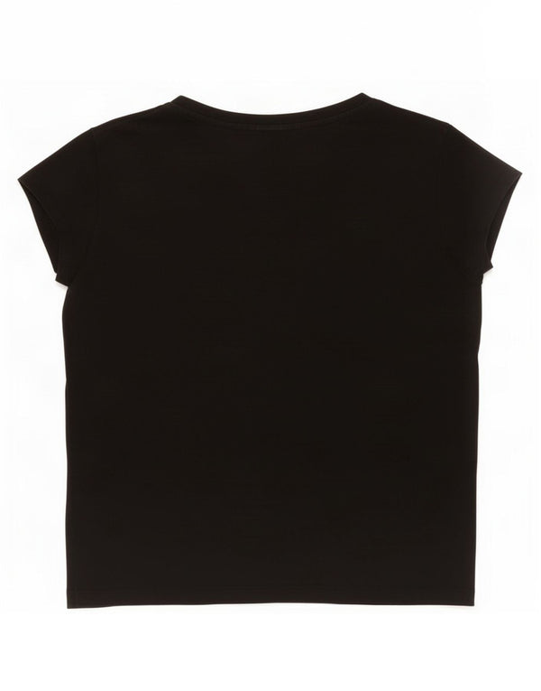 Ellesse Womens Crop Oversized Graphic T-Shirt Top UK 10 Small Black Cotton