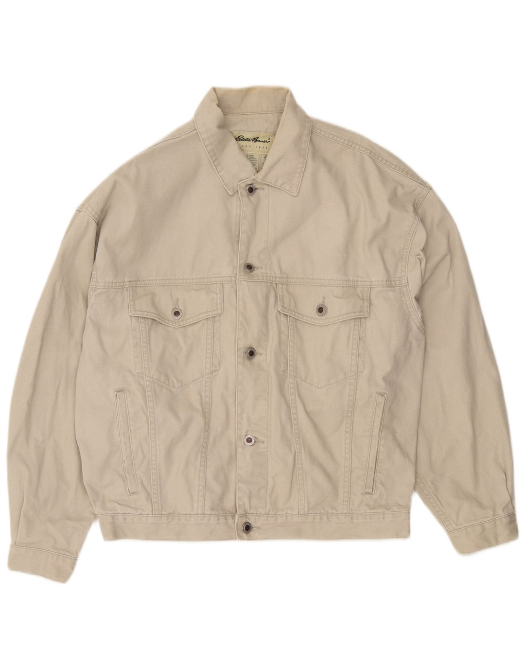 EDDIE BAUER Veste Bomber Homme UK 38 Coton Beige Moyen