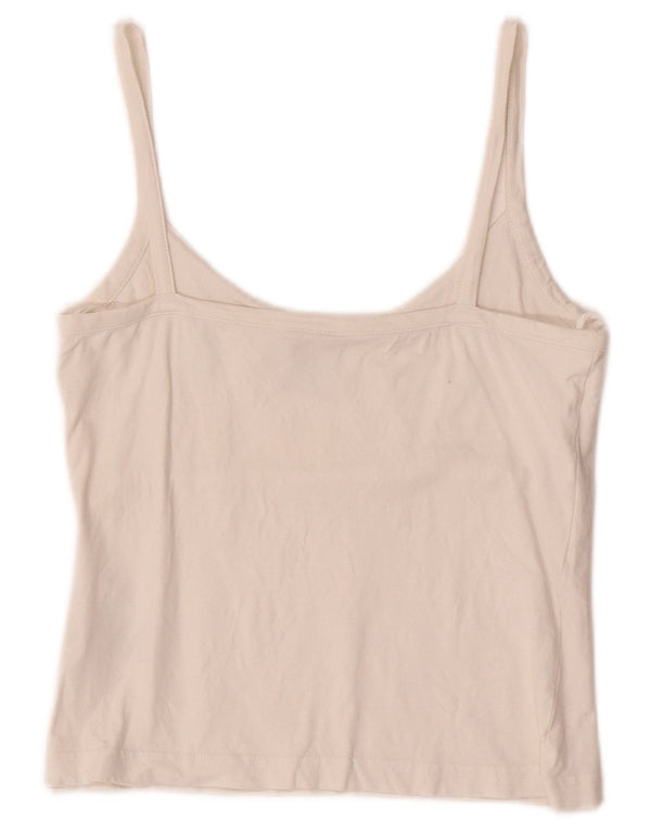 ADIDAS Femmes Crop Cami Top UK 12 Moyen Blanc Cassé Coton