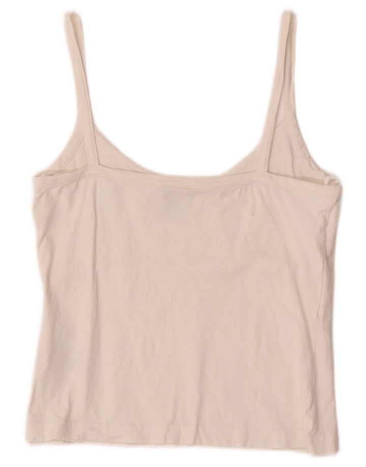 ADIDAS Femmes Crop Cami Top UK 12 Moyen Blanc Cassé Coton