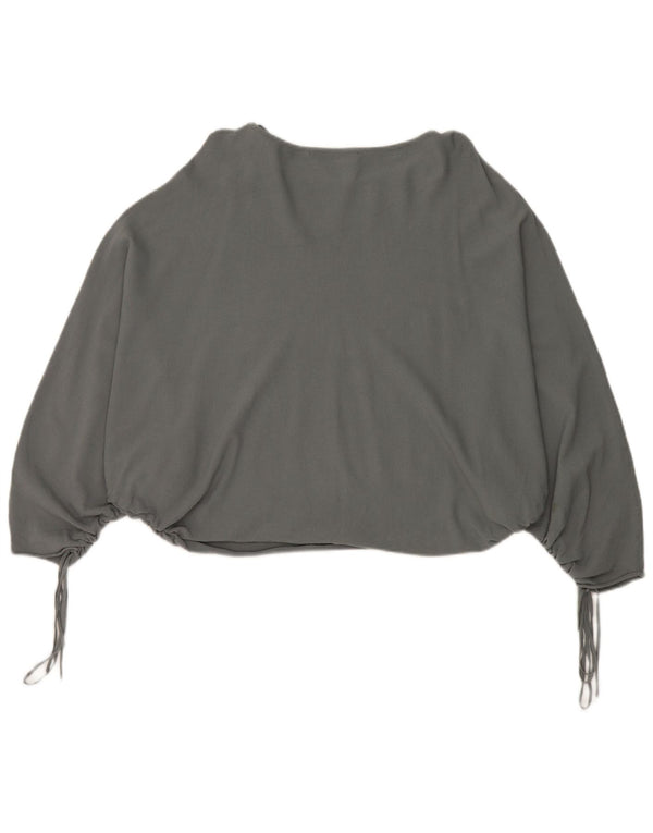 Zara Womens Batwing Blouse Top UK 14 Gris Moyen